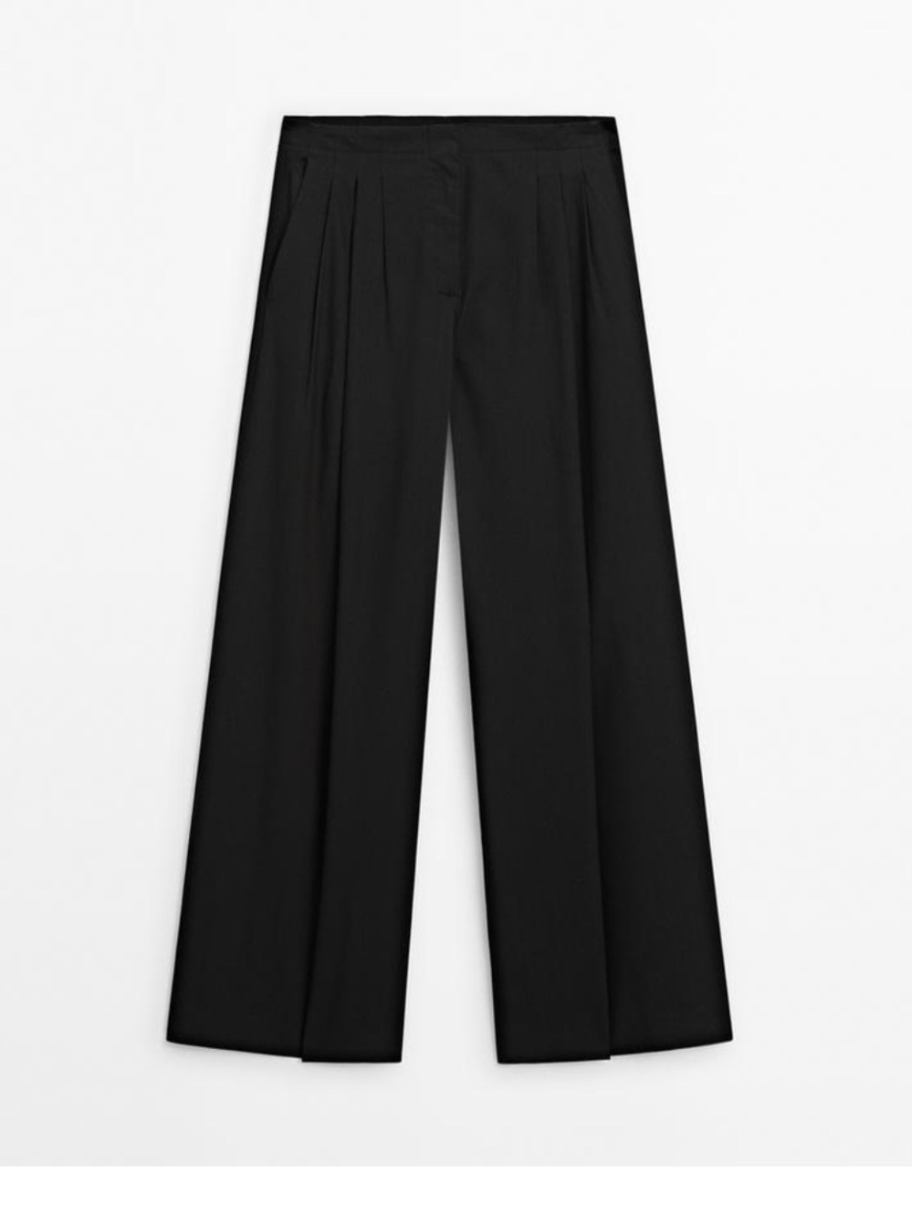 Massimo Dutti Black Cotton PLEATED PALAZZO TROUSERS 6